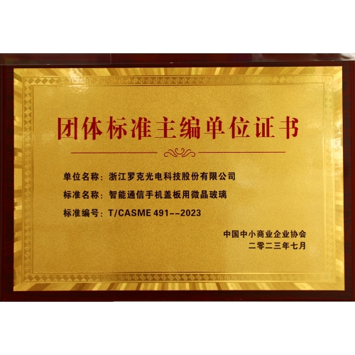 團體標準單位主編證書